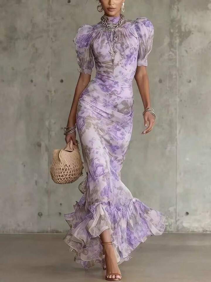 Renata | Vestido Maxi Floral Rosa