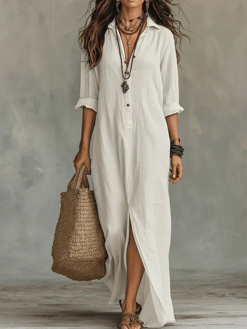 Céline | Vestido Maxi de Botones