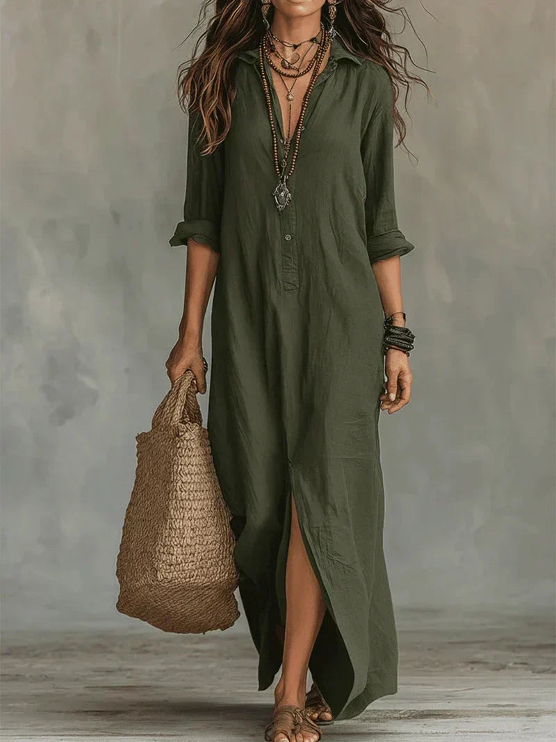 Céline | Vestido Maxi de Botones