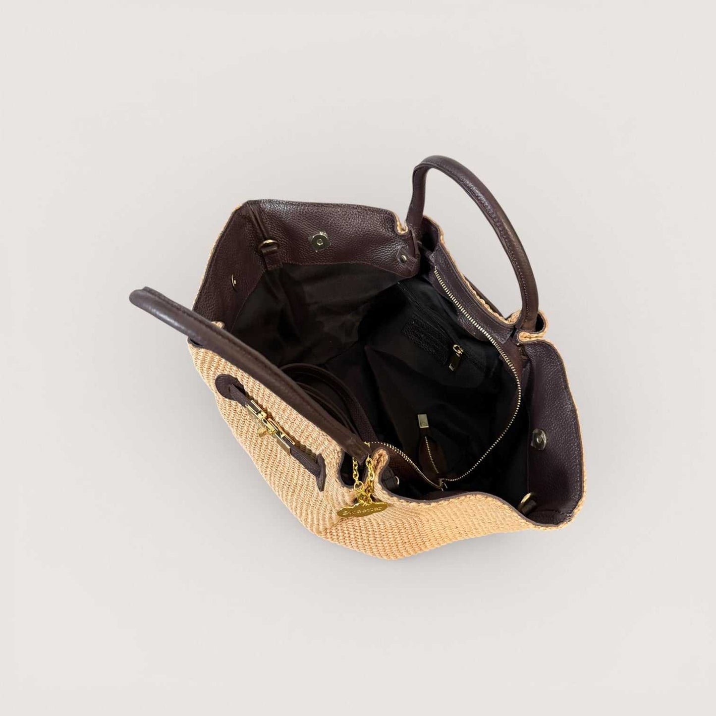 Capri | Bolso de Mano Rafia Chocolate