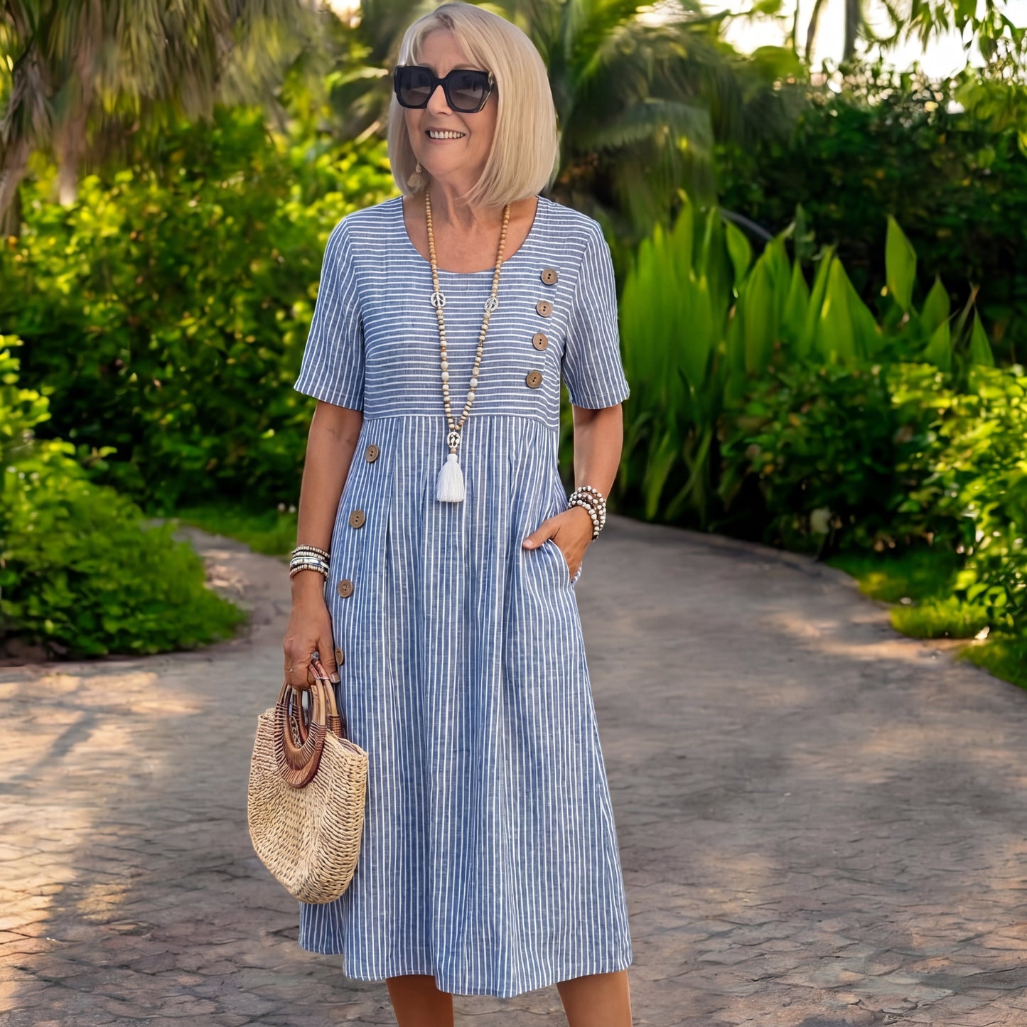 Renata | Vestido Midi a Rayas
