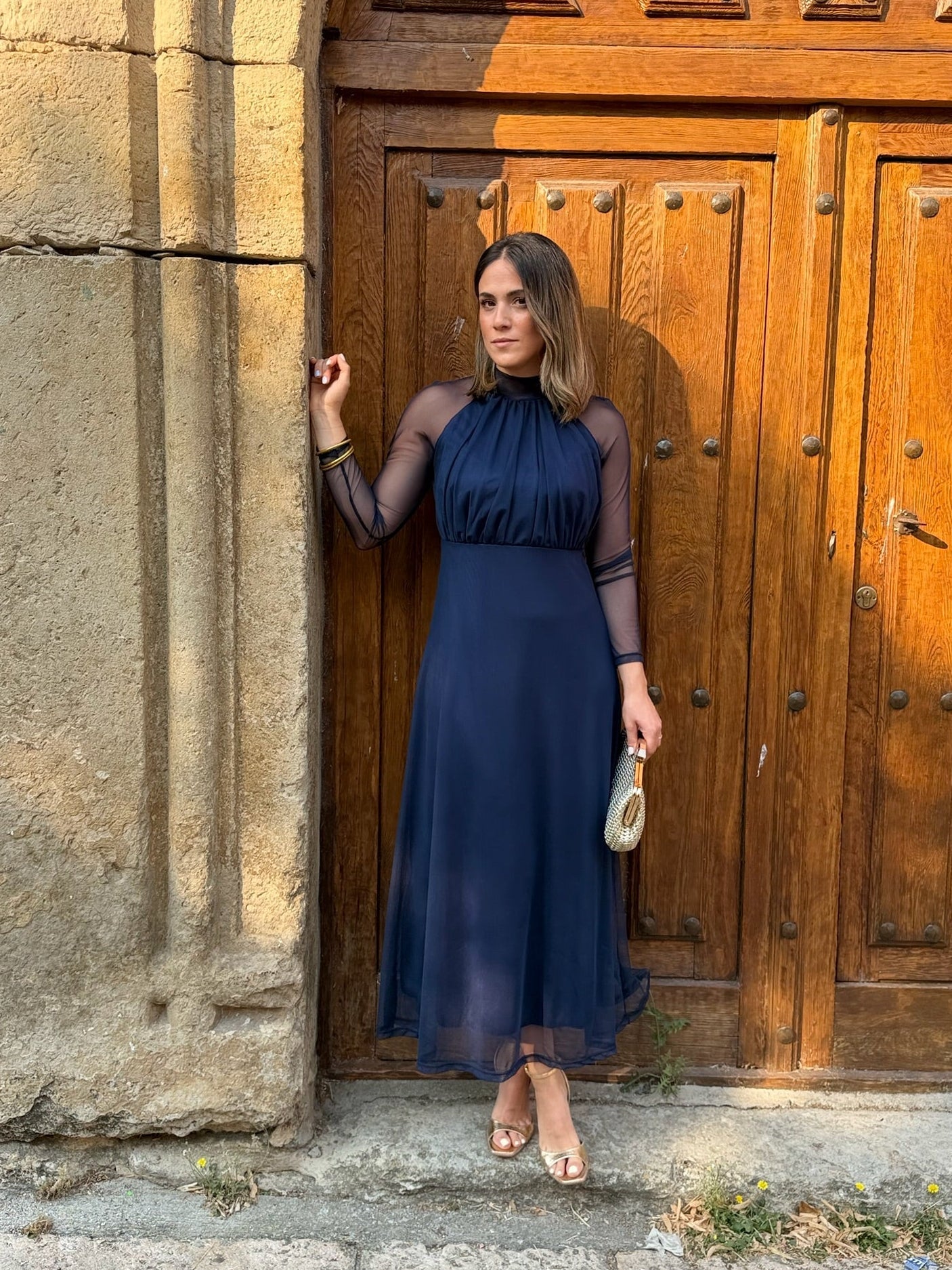 Sofía | Vestido Tul Marino Manga Larga
