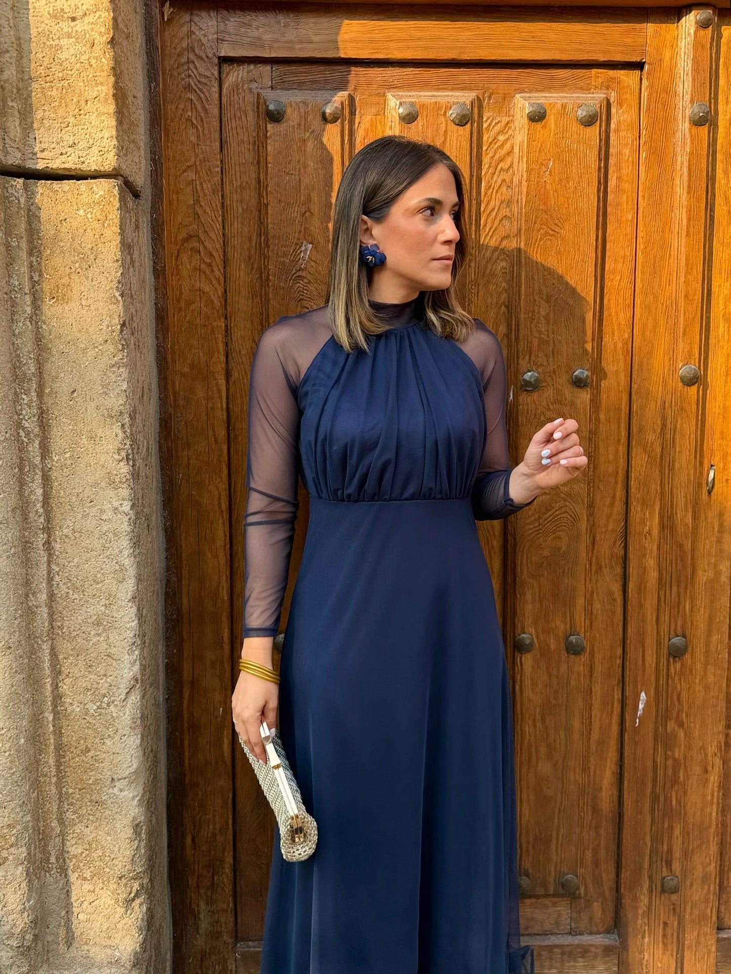 Sofía | Vestido Tul Marino Manga Larga