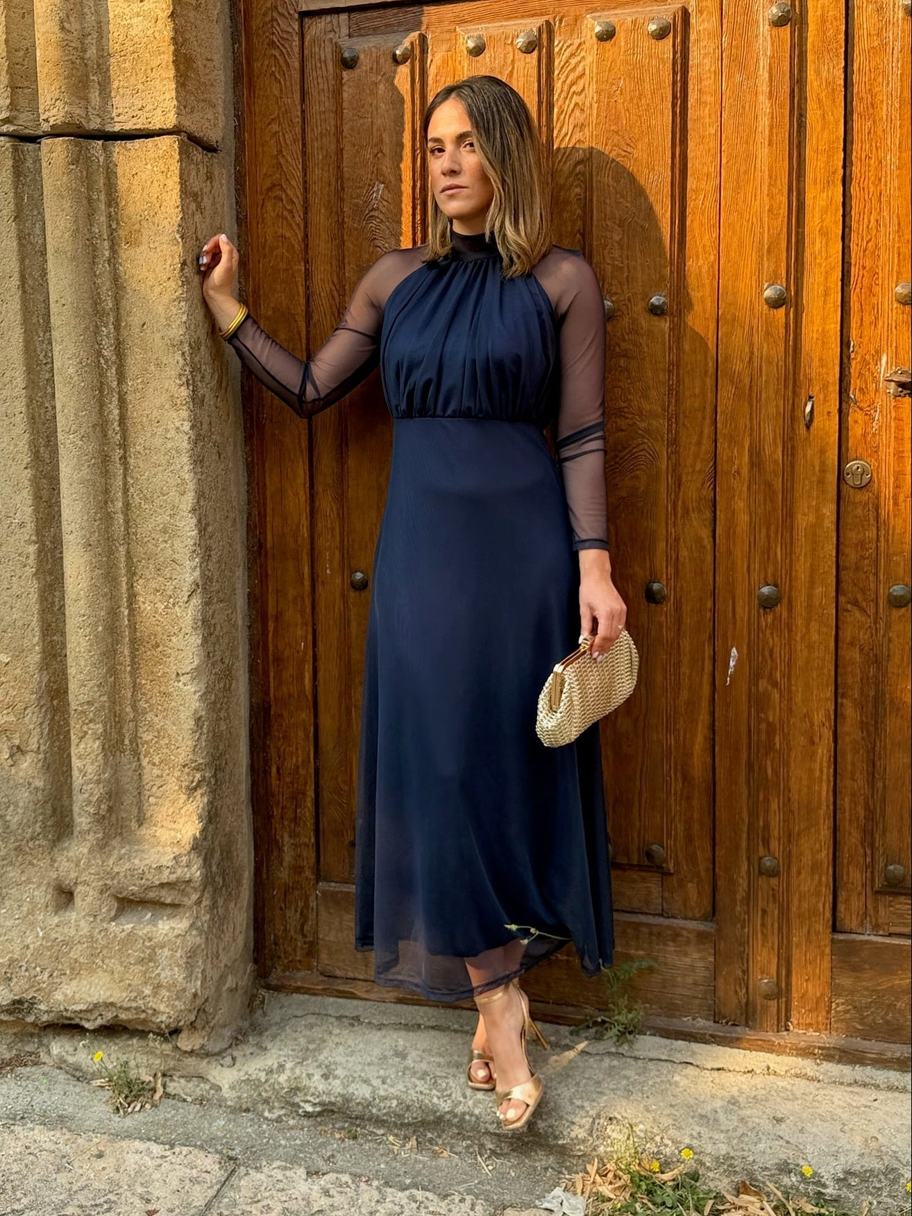 Sofía | Vestido Tul Marino Manga Larga