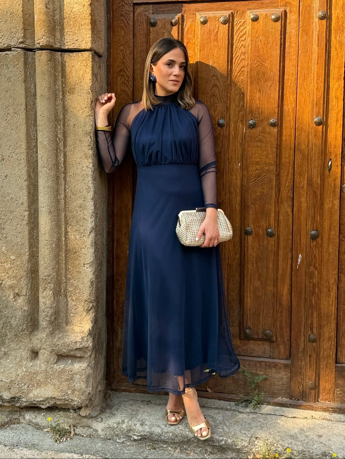 Sofía | Vestido Tul Marino Manga Larga