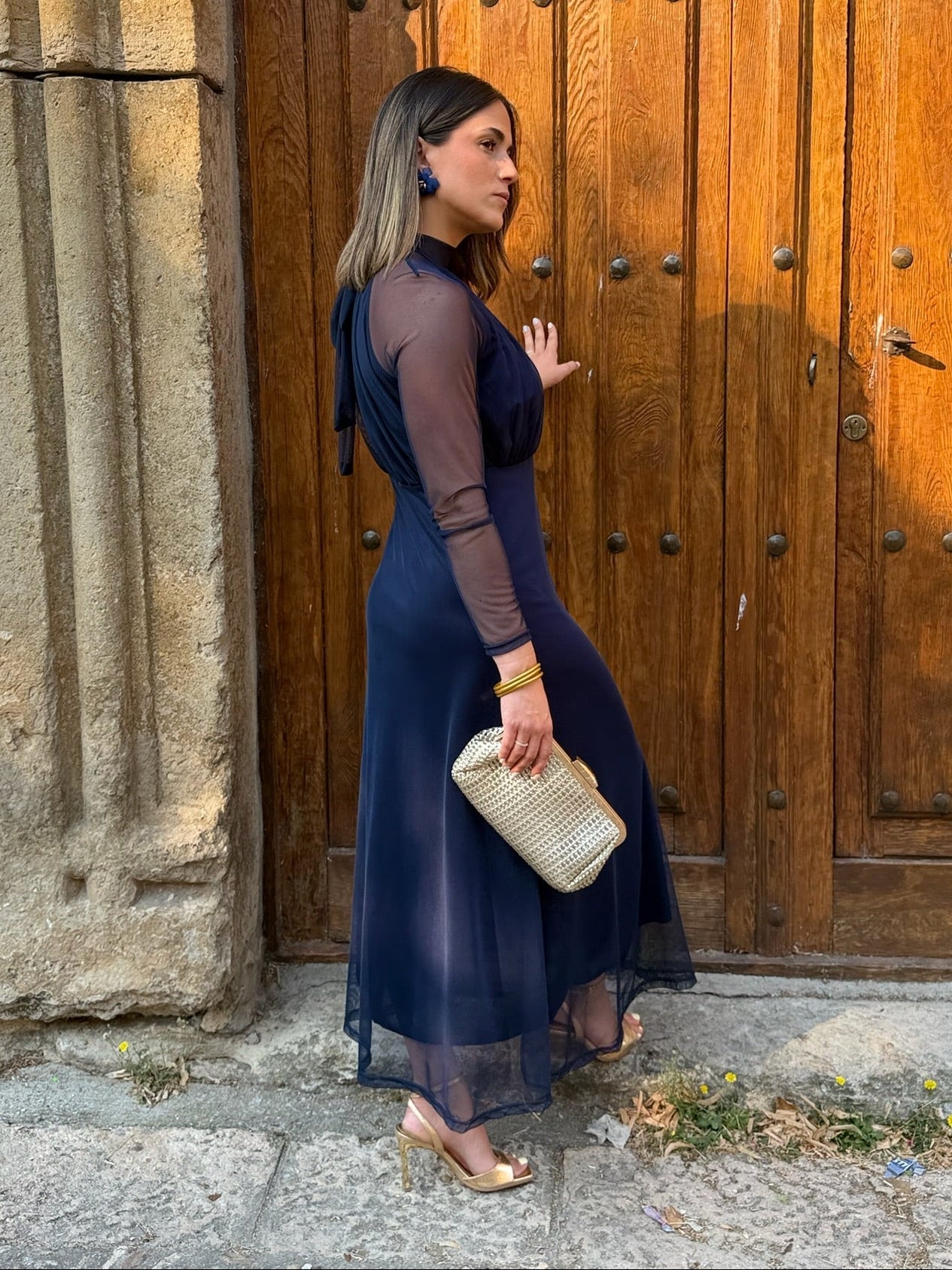 Sofía | Vestido Tul Marino Manga Larga