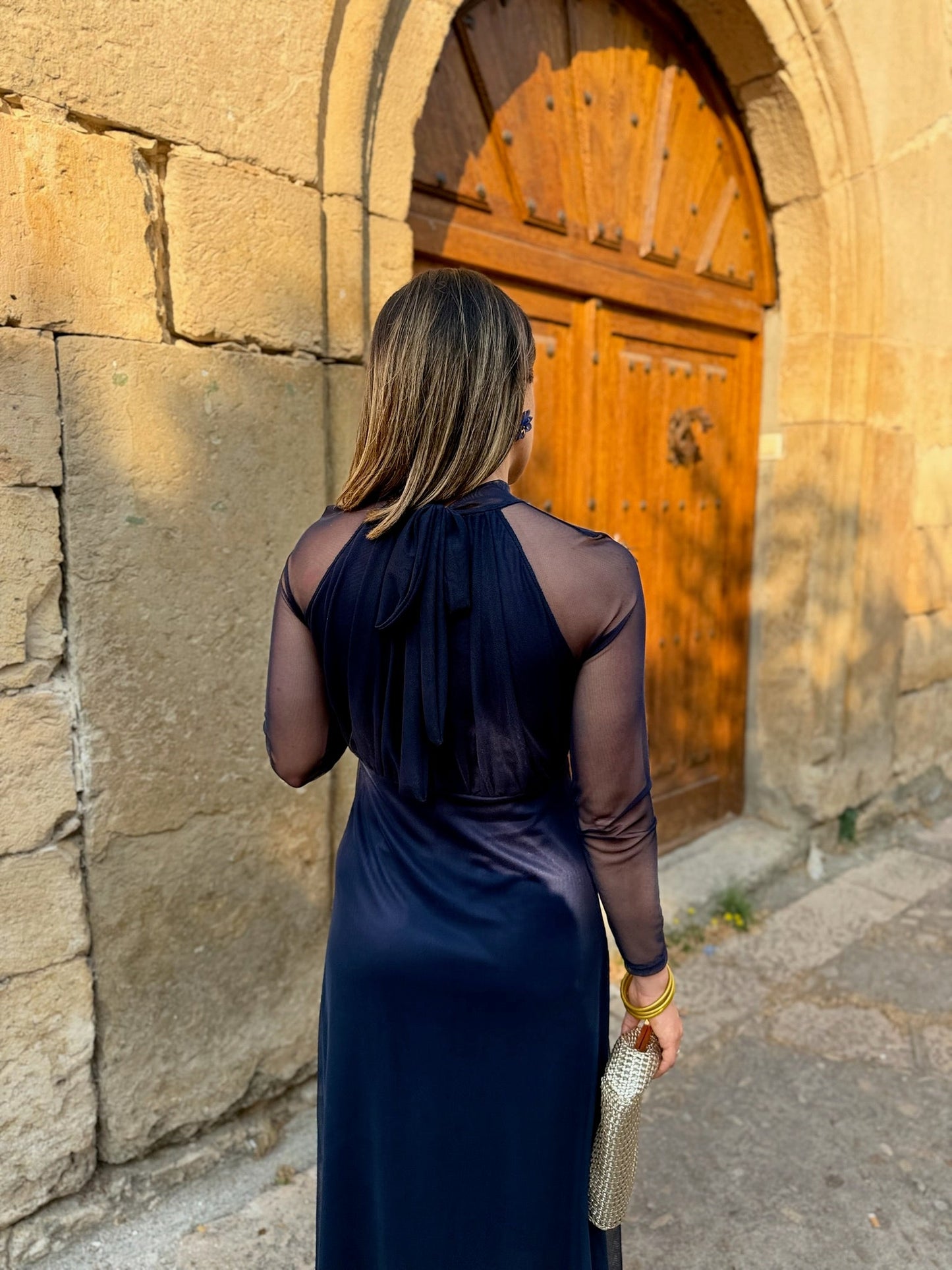 Sofía | Vestido Tul Marino Manga Larga