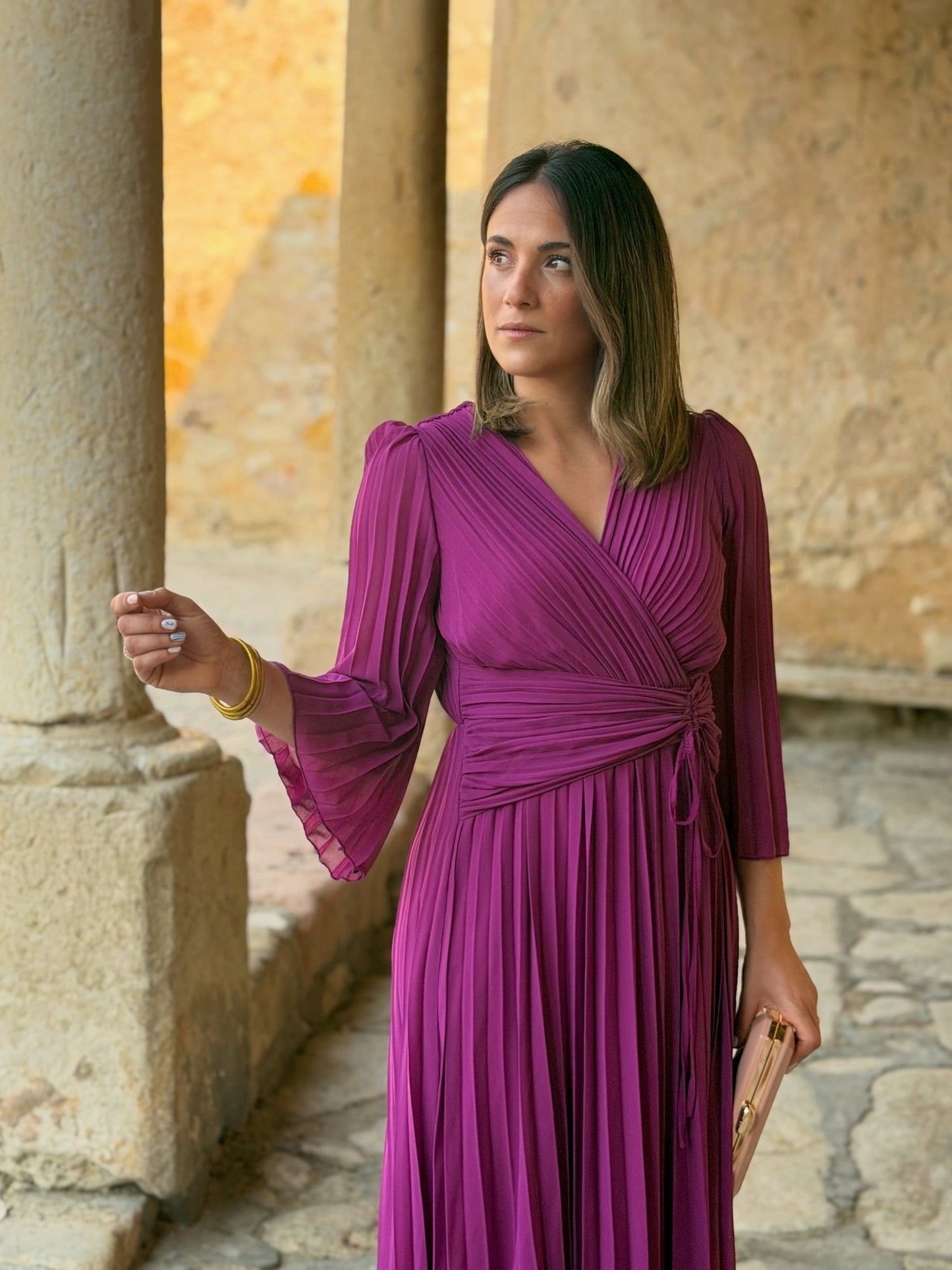 Amara - Vestido Plisado Buganvilla