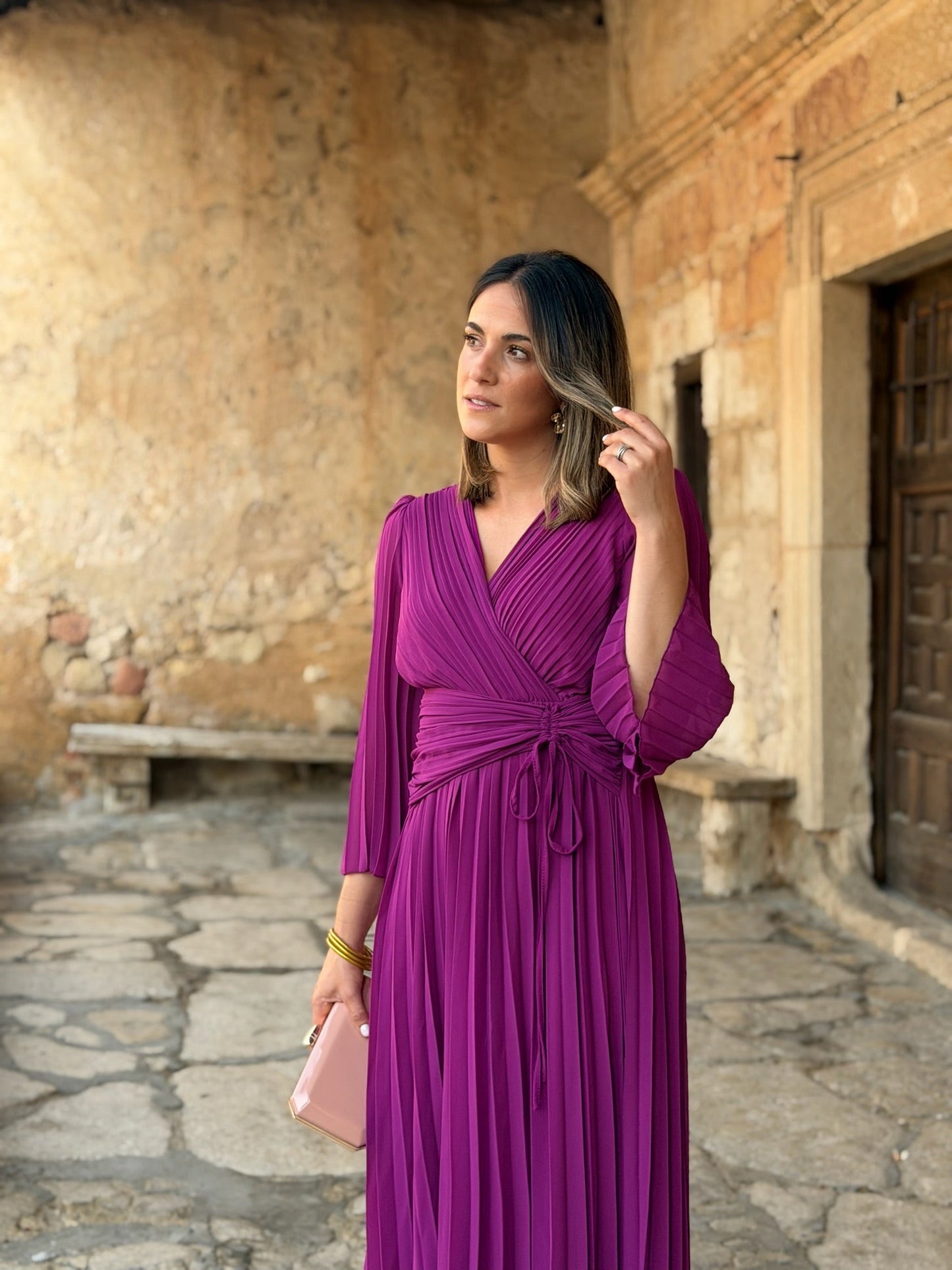 Amara - Vestido Plisado Buganvilla