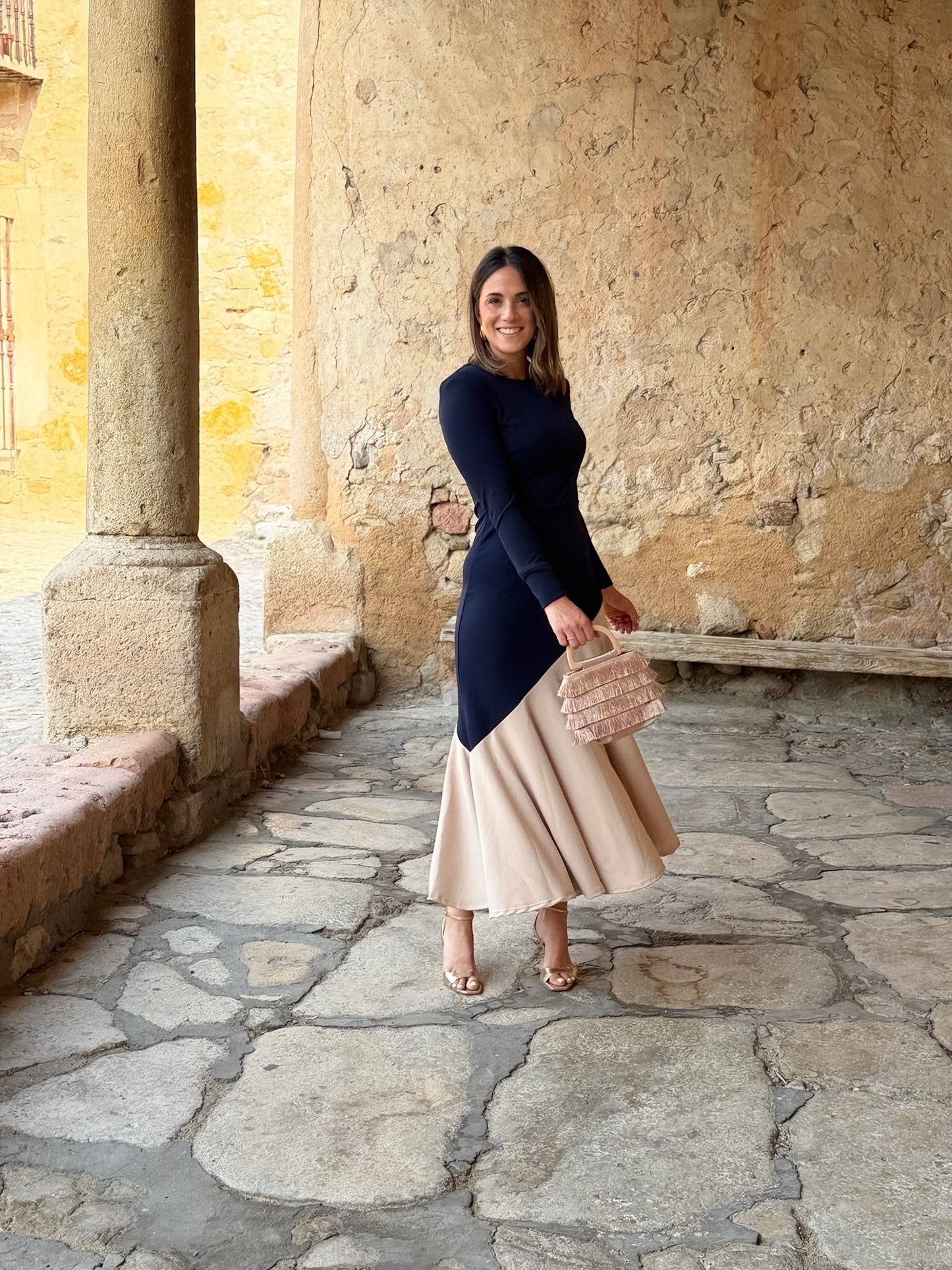 Aurelia | Vestido Bicolor Manga Larga
