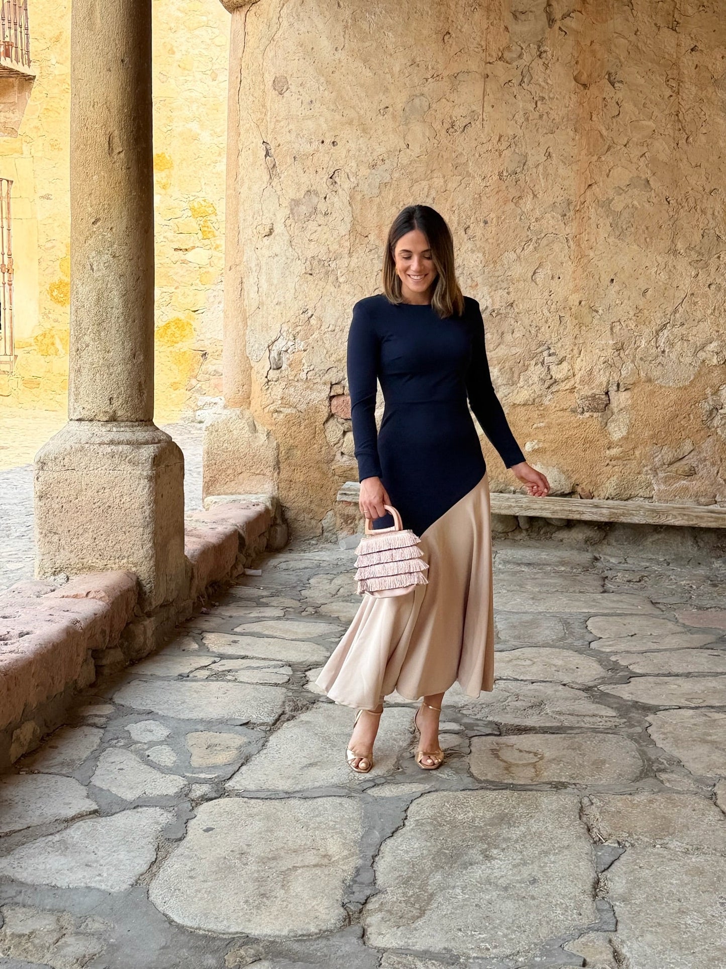 Aurelia | Vestido Bicolor Manga Larga