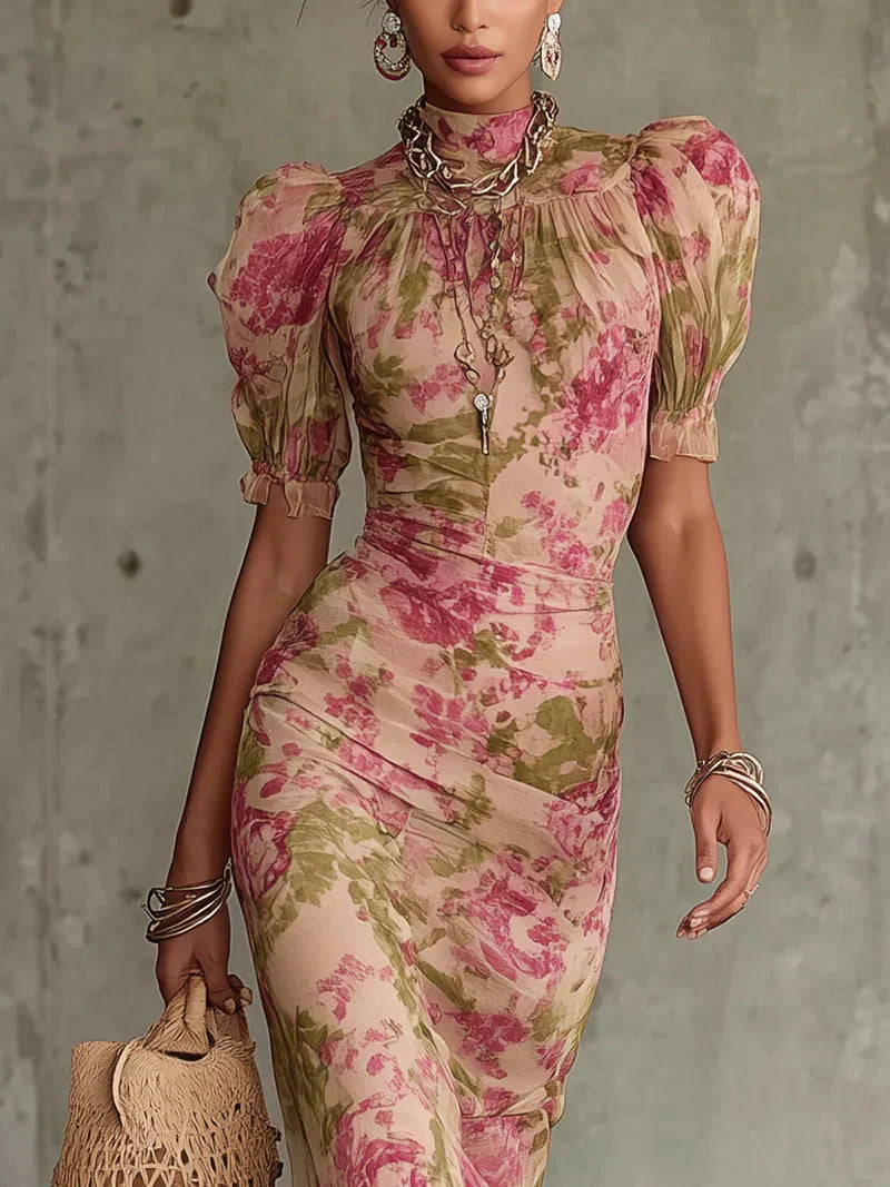 Renata | Vestido Maxi Floral Rosa
