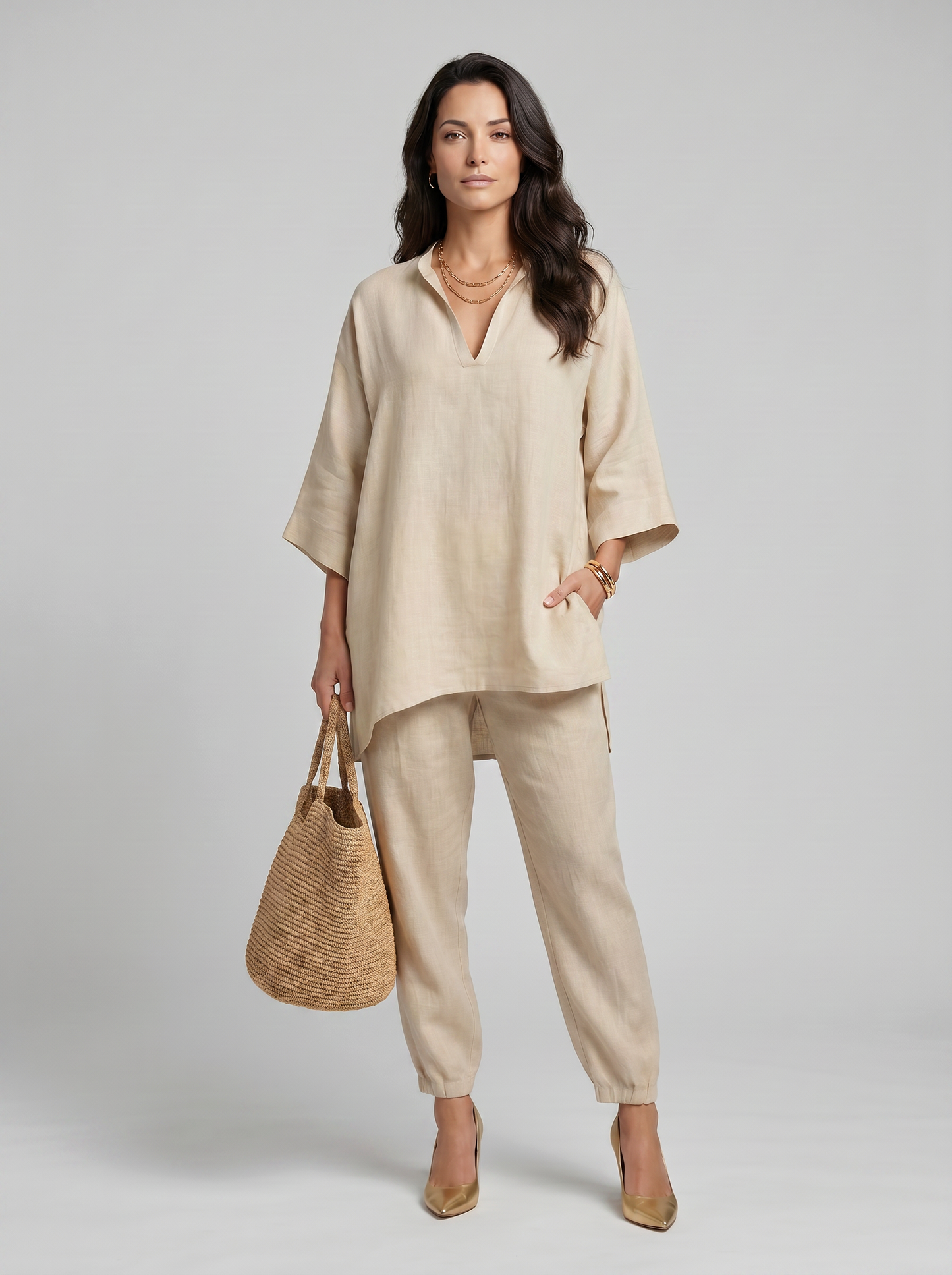 Bianca | Conjunto Fluido Cuello en V